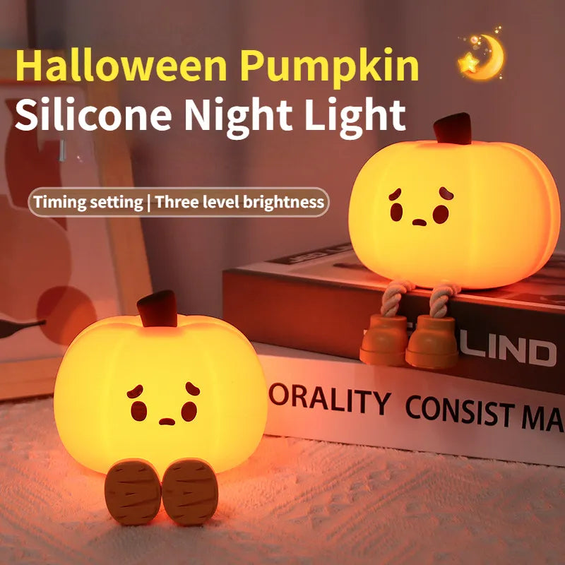 CozyGlow Pumpkin Night Light with Dimmable LED Lamp