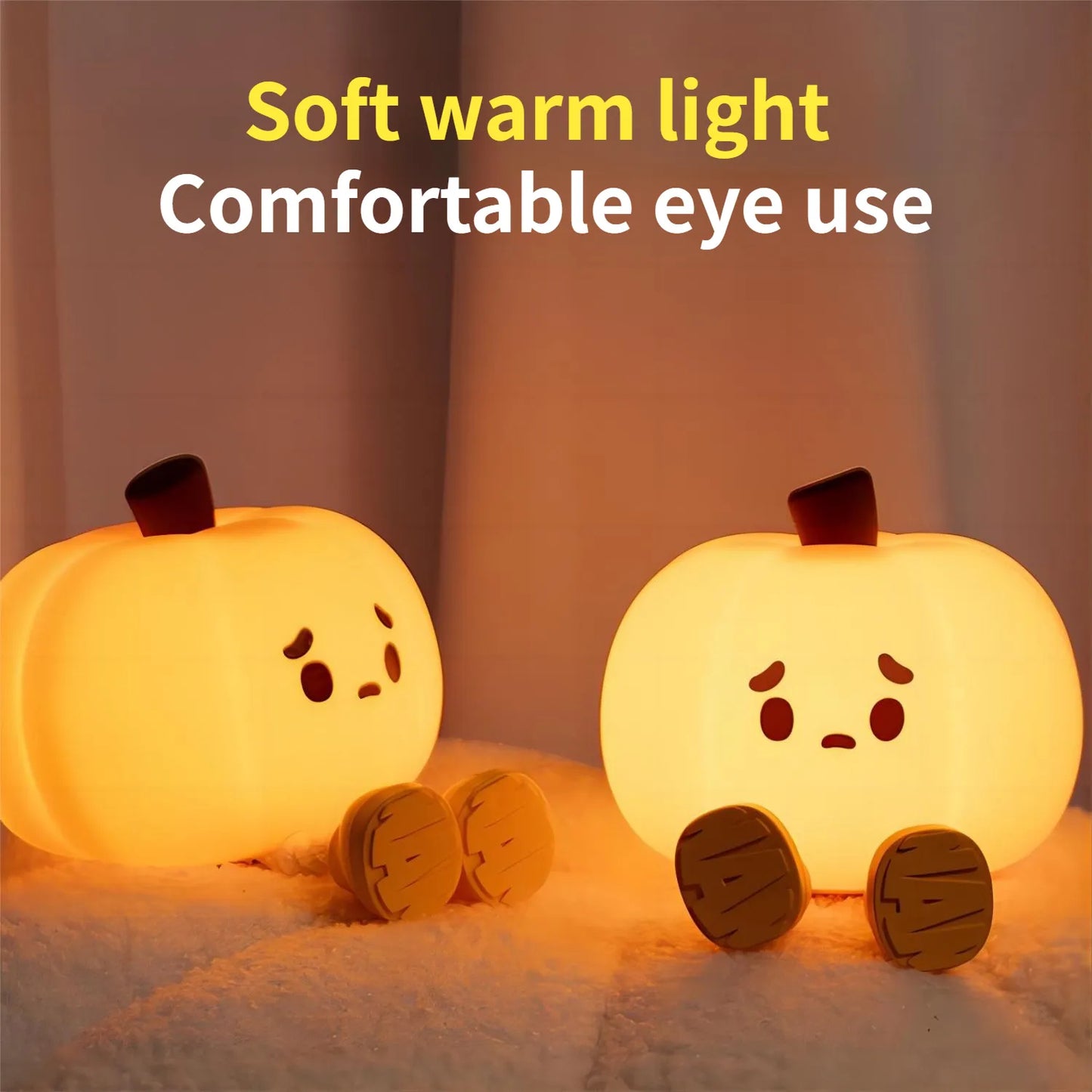 CozyGlow Pumpkin Night Light with Dimmable LED Lamp