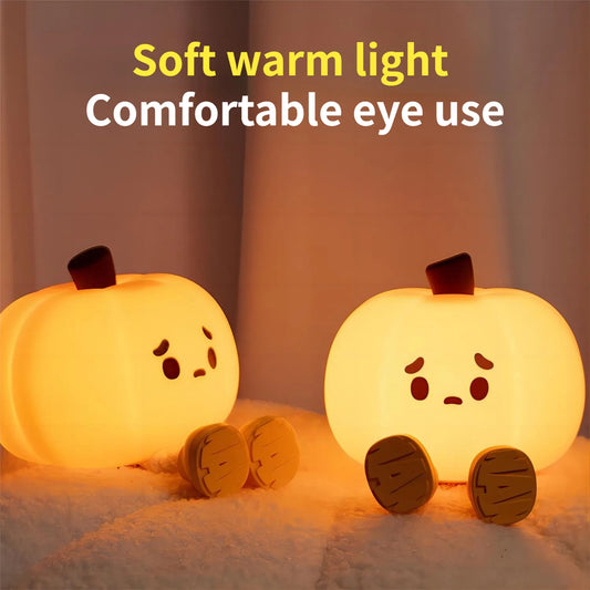 CozyGlow Pumpkin Night Light with Dimmable LED Lamp
