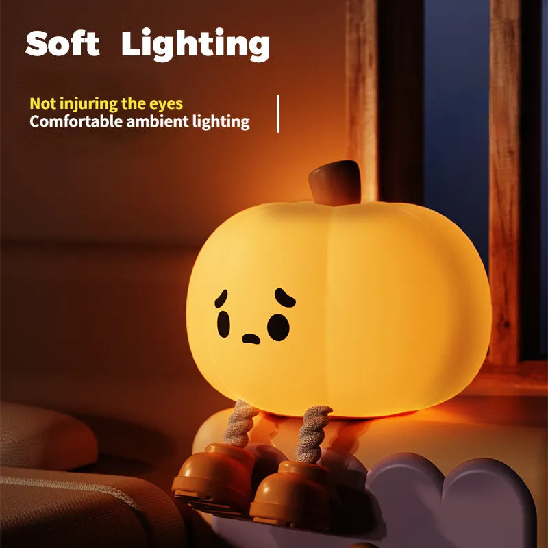 CozyGlow Pumpkin Night Light with Dimmable LED Lamp
